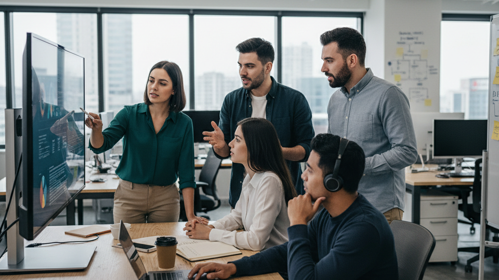 Team collaborating on a project
